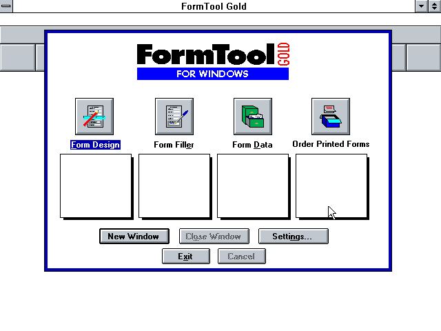FormTool for Windows 1.1 - Menu